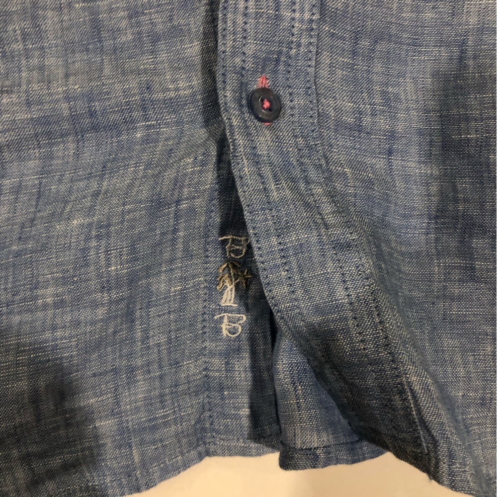 Bohio Men’s 100% Blue linen button up Size large - Picture 5 of 11